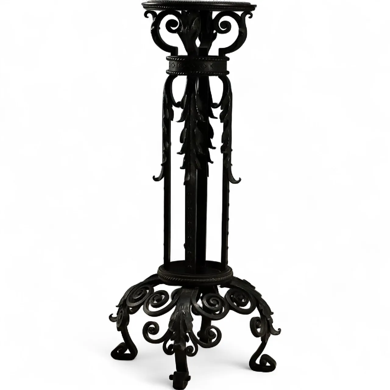Wrought iron vase holder with decorations, 20th century 10