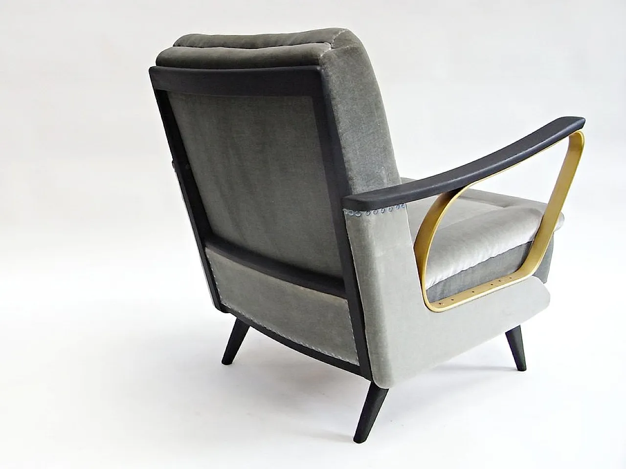 Poltrona Carlo in Velluto con cuscini spring core, metà '900 8