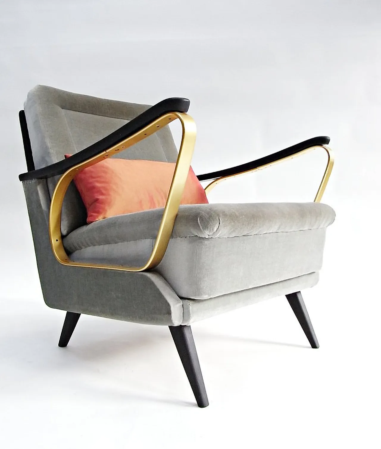 Poltrona Carlo in Velluto con cuscini spring core, metà '900 31