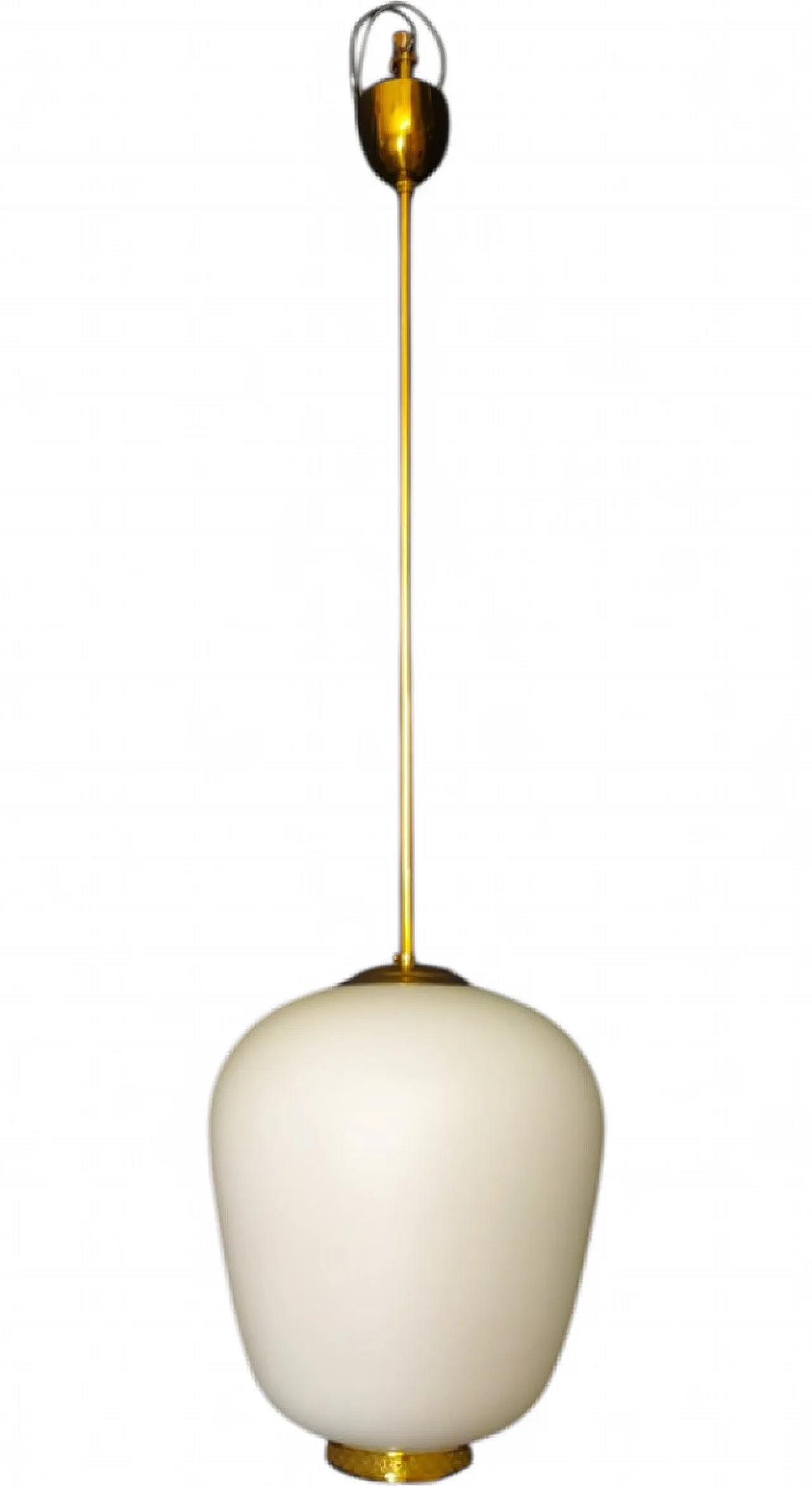 Lampadario in vetro e ottone di Gino Sarfatti per Arteluce, anni '50 11