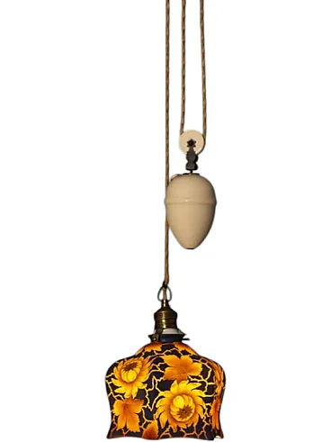 Lampadario con paralume in vetro, anni '20