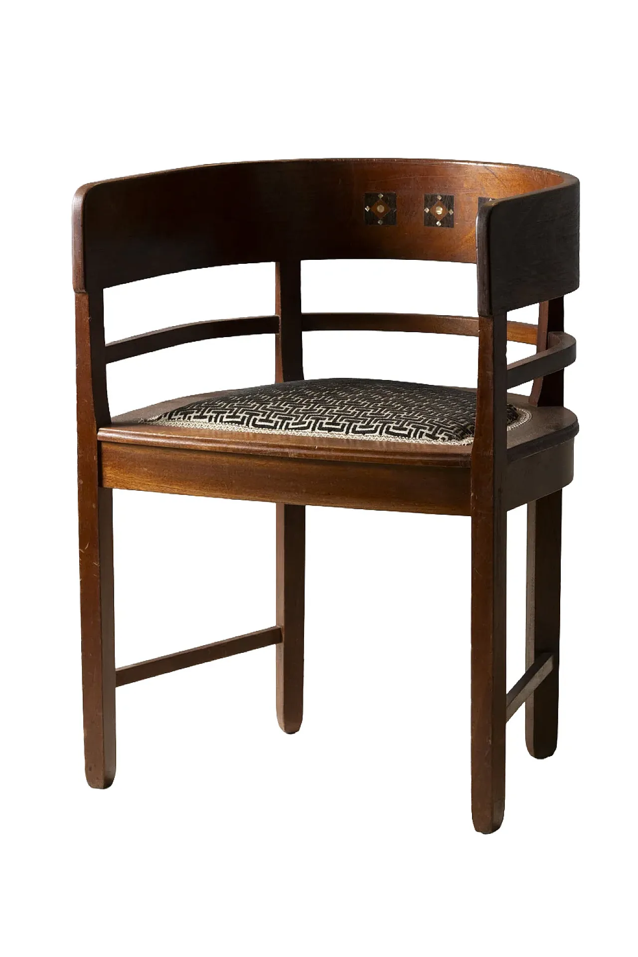 Poltrona con schienale intarsiato, '900 1