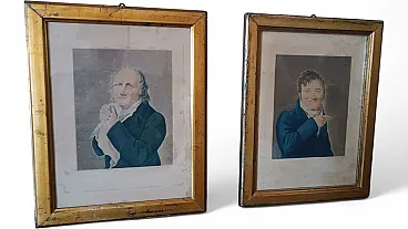 Coppia di incisioni di boilly raffiguranti caricature di politici, 800
