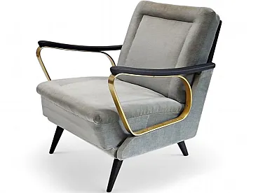 Poltrona Carlo in Velluto con cuscini spring core, metà '900