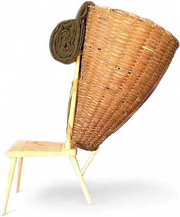 Sedia tirolese a tre gambe di M. Rizzolli, anni '60