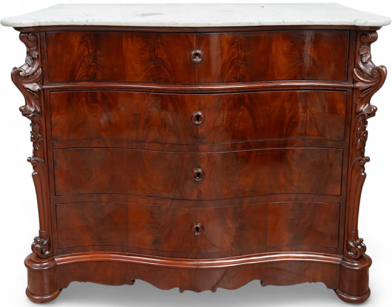 Louis Philippe chest of drawers in mahogany feather, 19th century 8