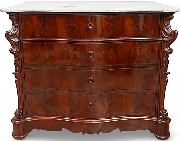 Louis Philippe chest of drawers in mahogany feather, 19th century