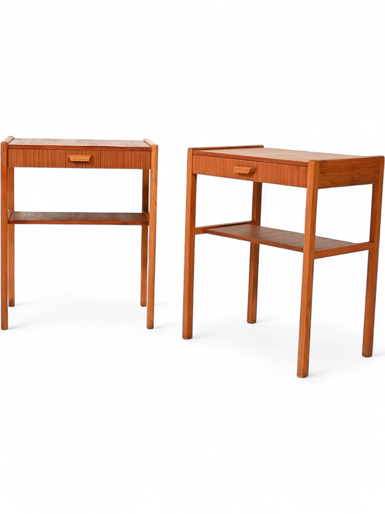 Pair of bedside tables with drawer and magazine rack, 20th century 10
