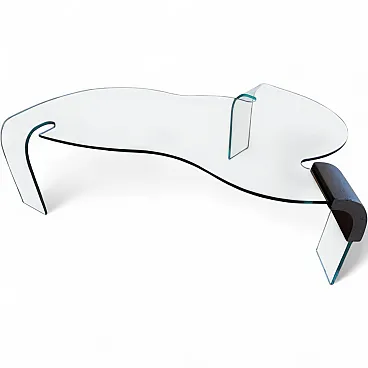 Tavolino scultoreo in vetro curvato di FIAM Italia, anni ‘80