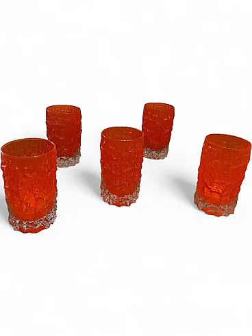 5 Bicchieri in vetro di Geoffrey Baxter, fine '900