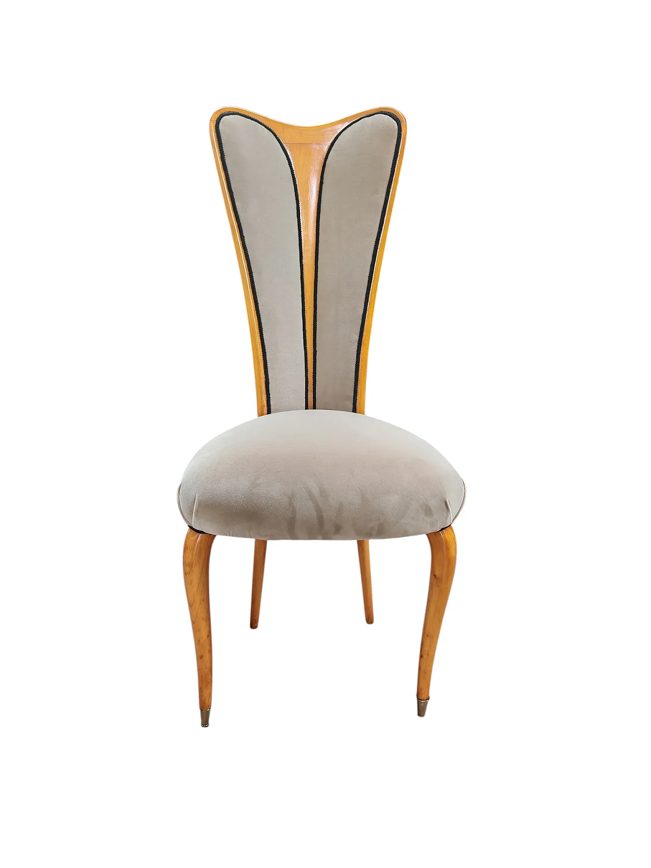 4 sedie in legno di faggio e tessuto, anni '60 5