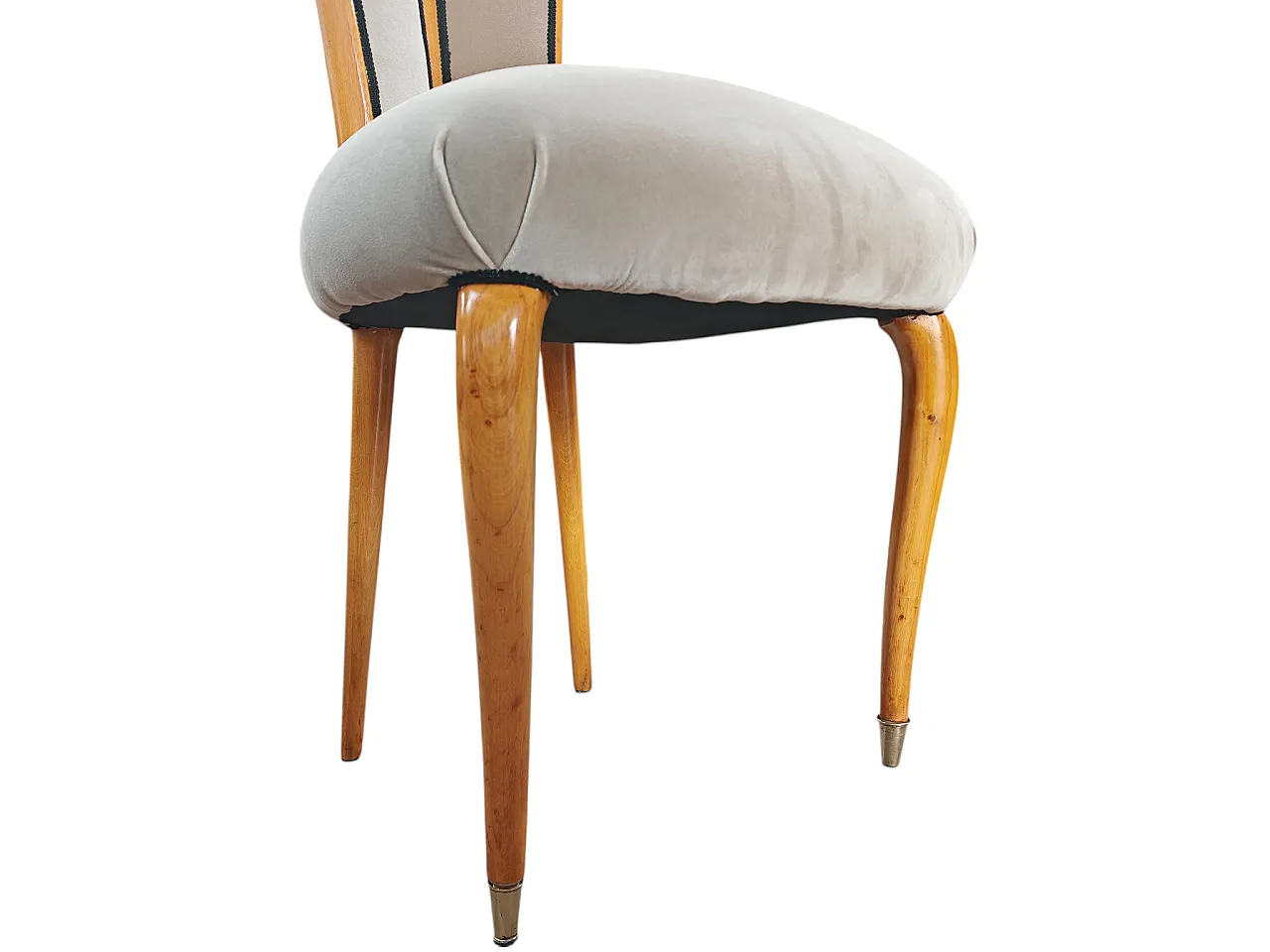 4 sedie in legno di faggio e tessuto, anni '60 7