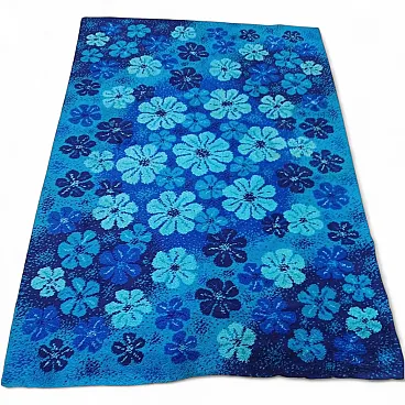 Tappeto in lana con fiori stilizzati, anni ‘70