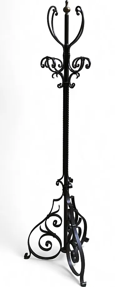 Wrought iron coat rack, mid-20th century