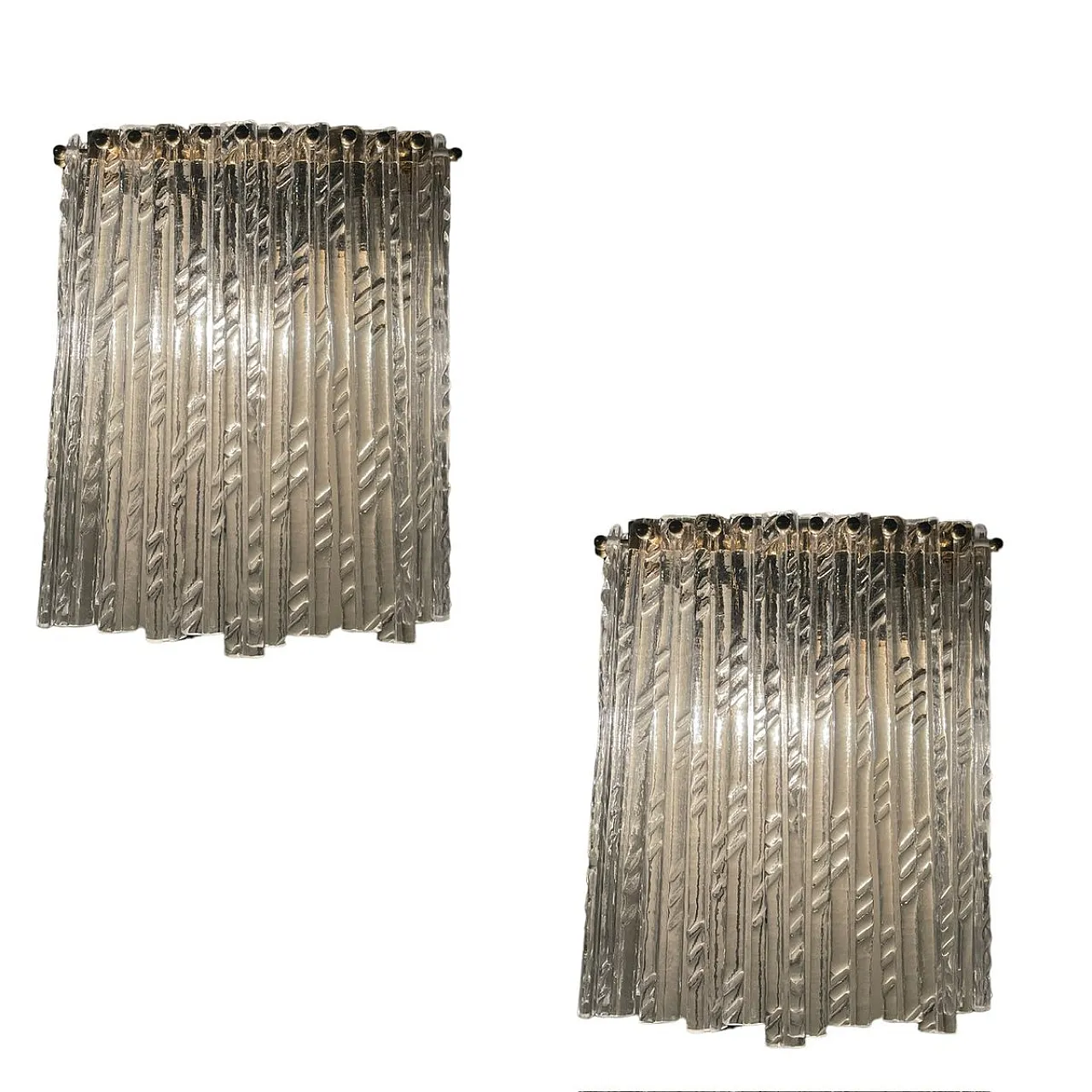 Pair of Murano glass and brass wall lights, 1980s 1