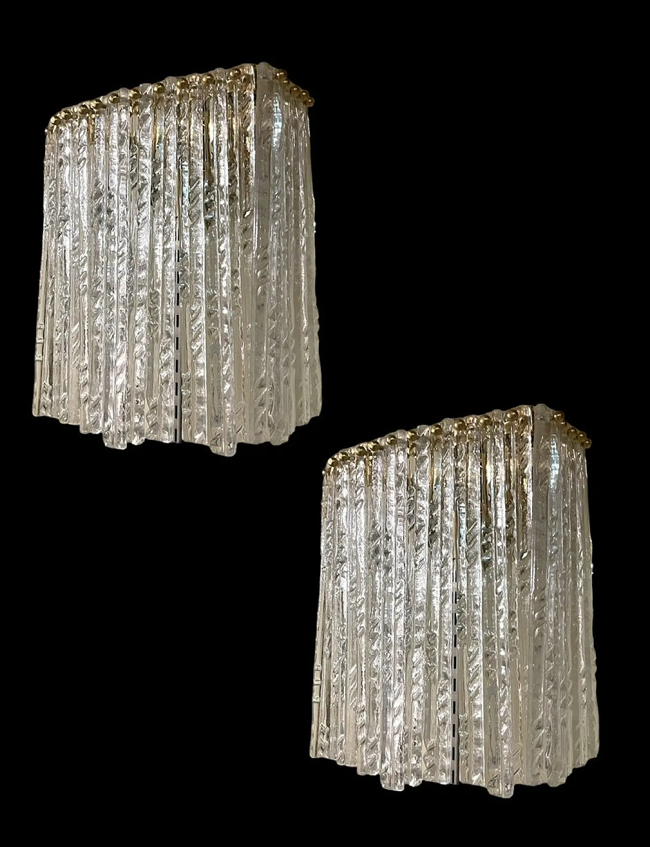 Pair of Murano glass and brass wall lights, 1980s 6