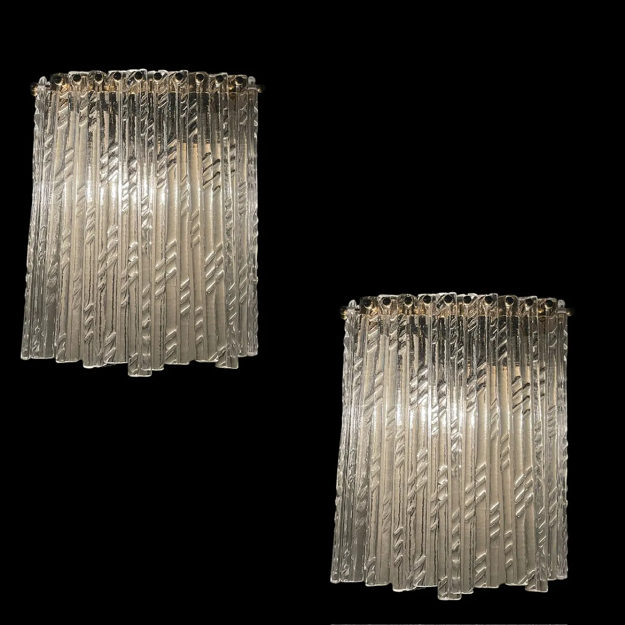 Pair of Murano glass and brass wall lights, 1980s 11