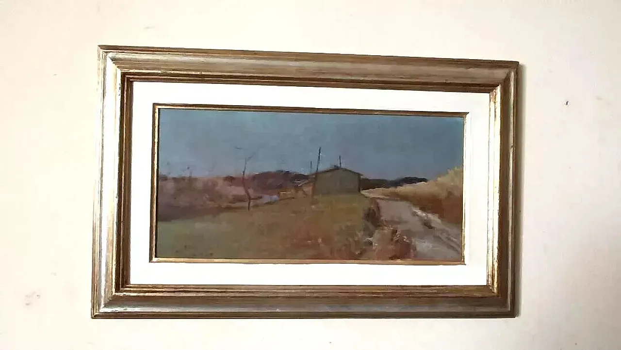 Paesaggio di Bruno Loretti, olio su tavola, '900 2