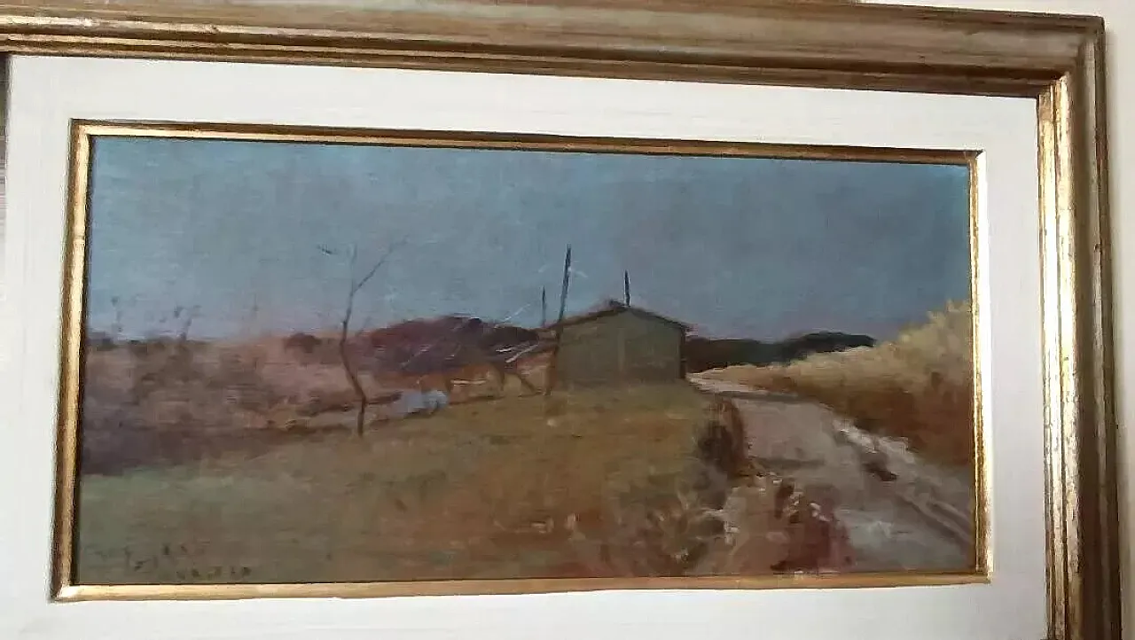 Paesaggio di Bruno Loretti, olio su tavola, '900 4