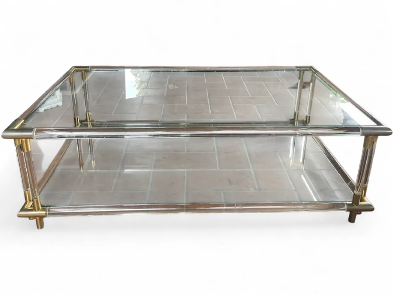 Large crystal and acrylic coffee table, Italy, 1970s 12