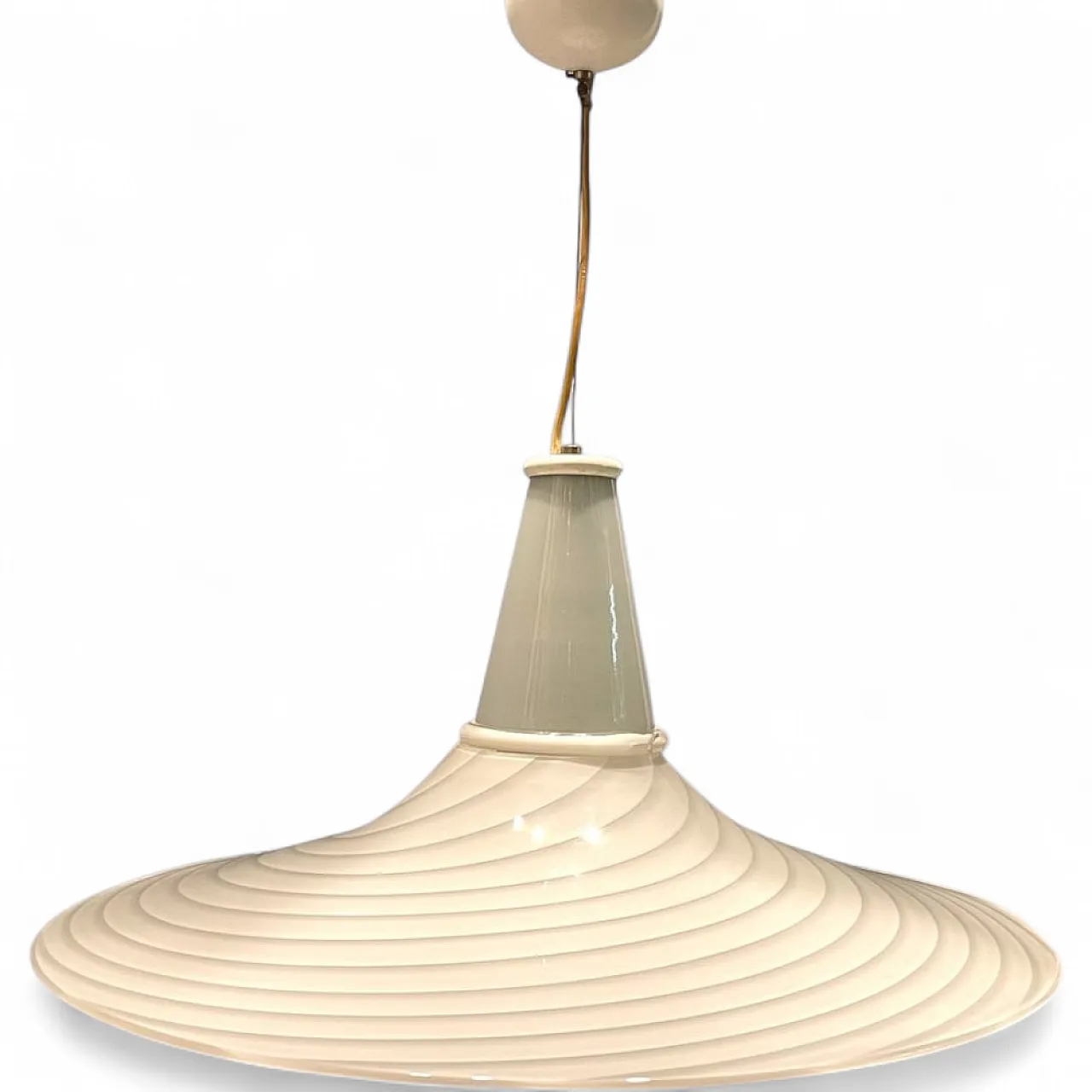 Murano glass Swirl pendant lamp by Paolo Venini, 1970s 13