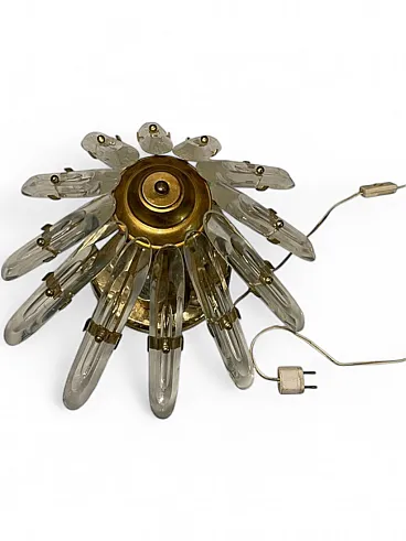 Mid-Century crystal and brass table lamp by Gaetano Sciolari, 1970s