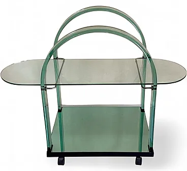 Glass bar cart from Fiam Pesaro, Italy, 1980s