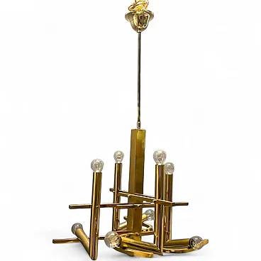 Vintage brass pendant lamp by Gaetano Sciolari, 1970s