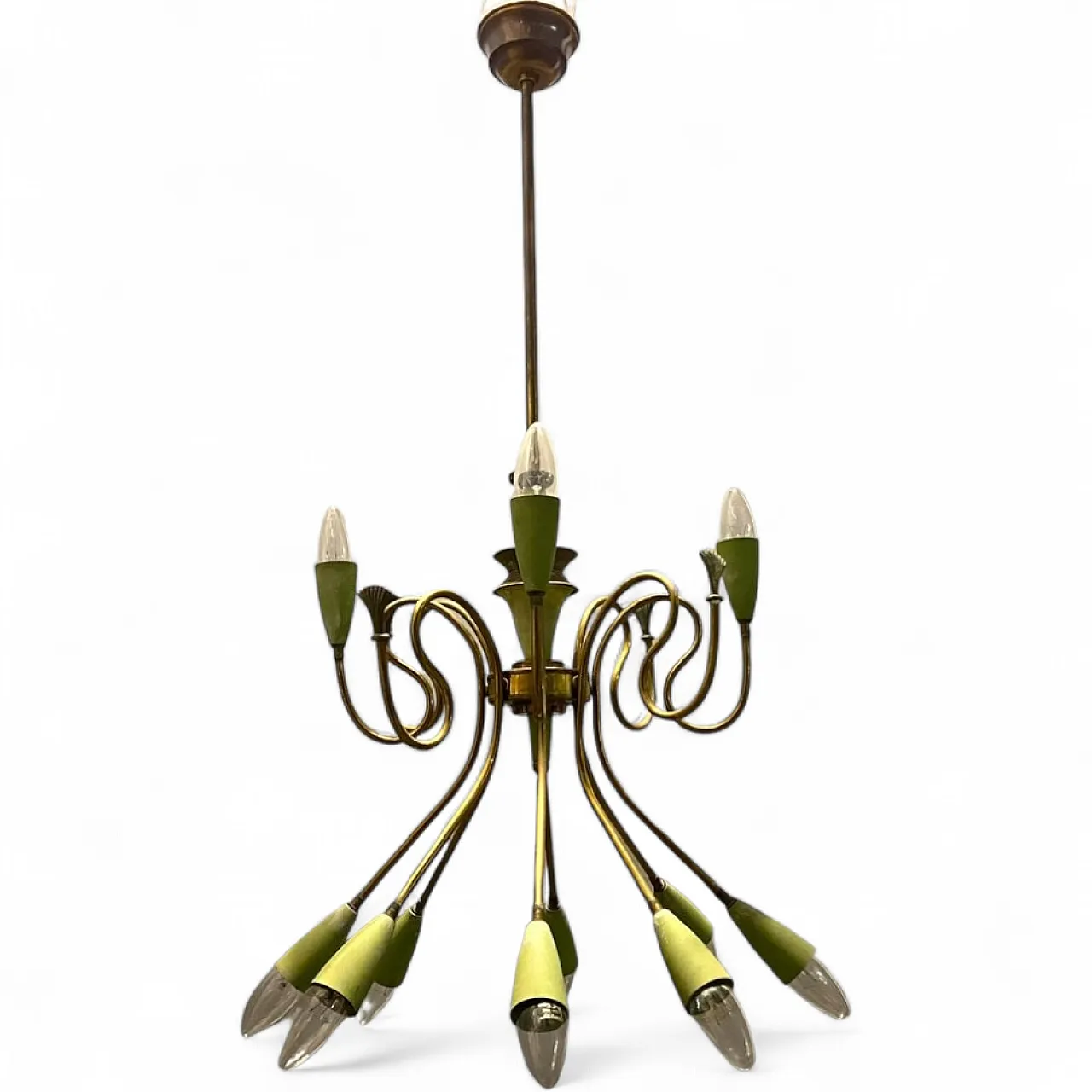 Bronze chandelier from Stilnovo, Italy, 1950s 10
