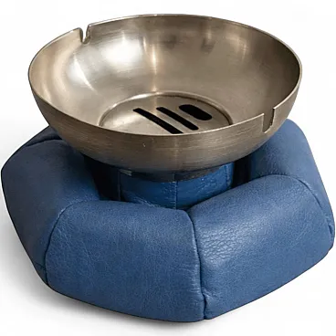 Posacenere imbottito in pelle e metallo by Poltrona Frau anni 70