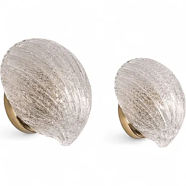 Coppia di applique a foglia di conchiglia Barovier & Toso, anni '90