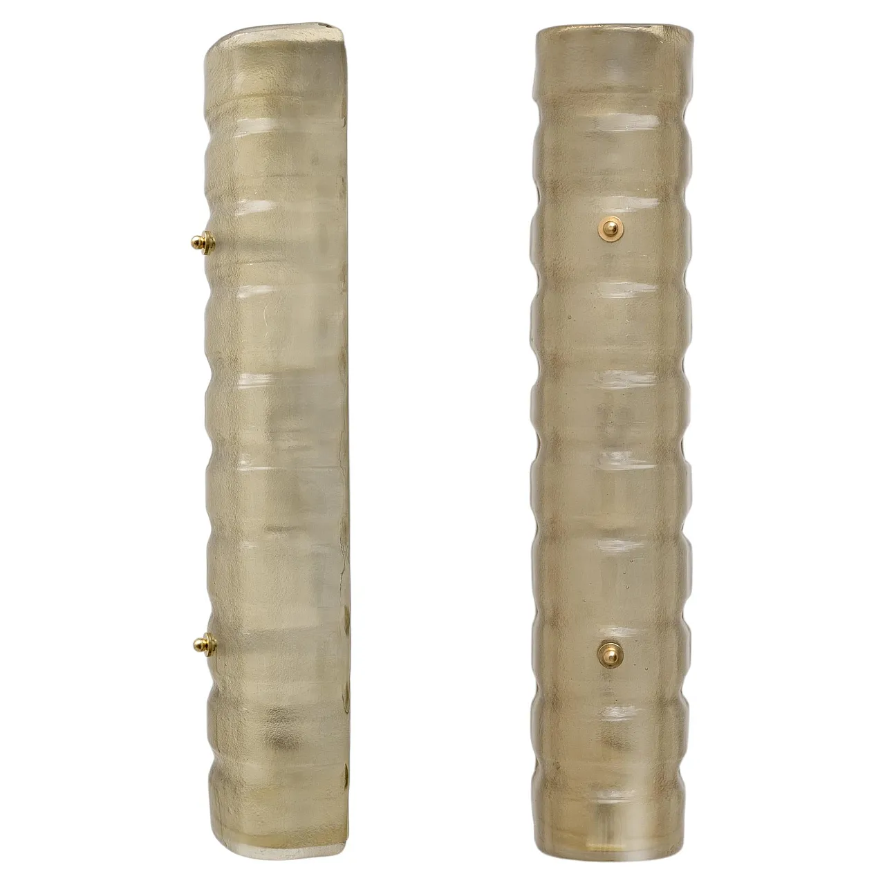 Pair of Murano frosted glass and brass wall sconces, 2000s 1