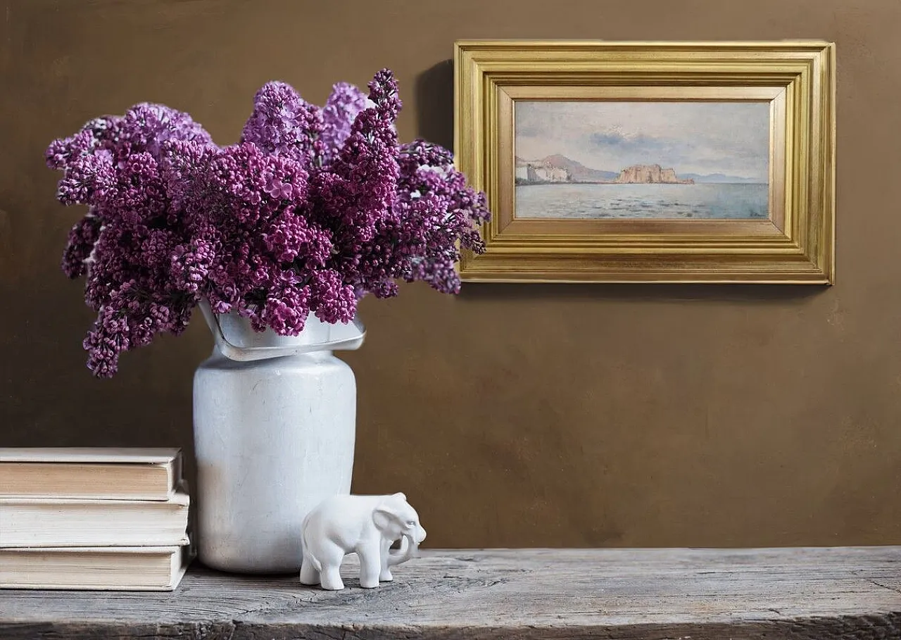 Dipinto olio su tavola Golfo di Napoli, Firma U. Allason, inizi '900 1