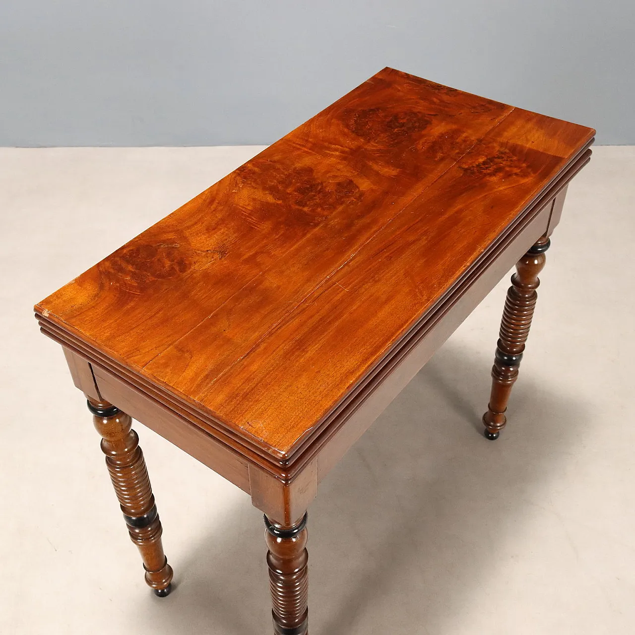 Mahogany gaming table with green felt interior, 19th century 6