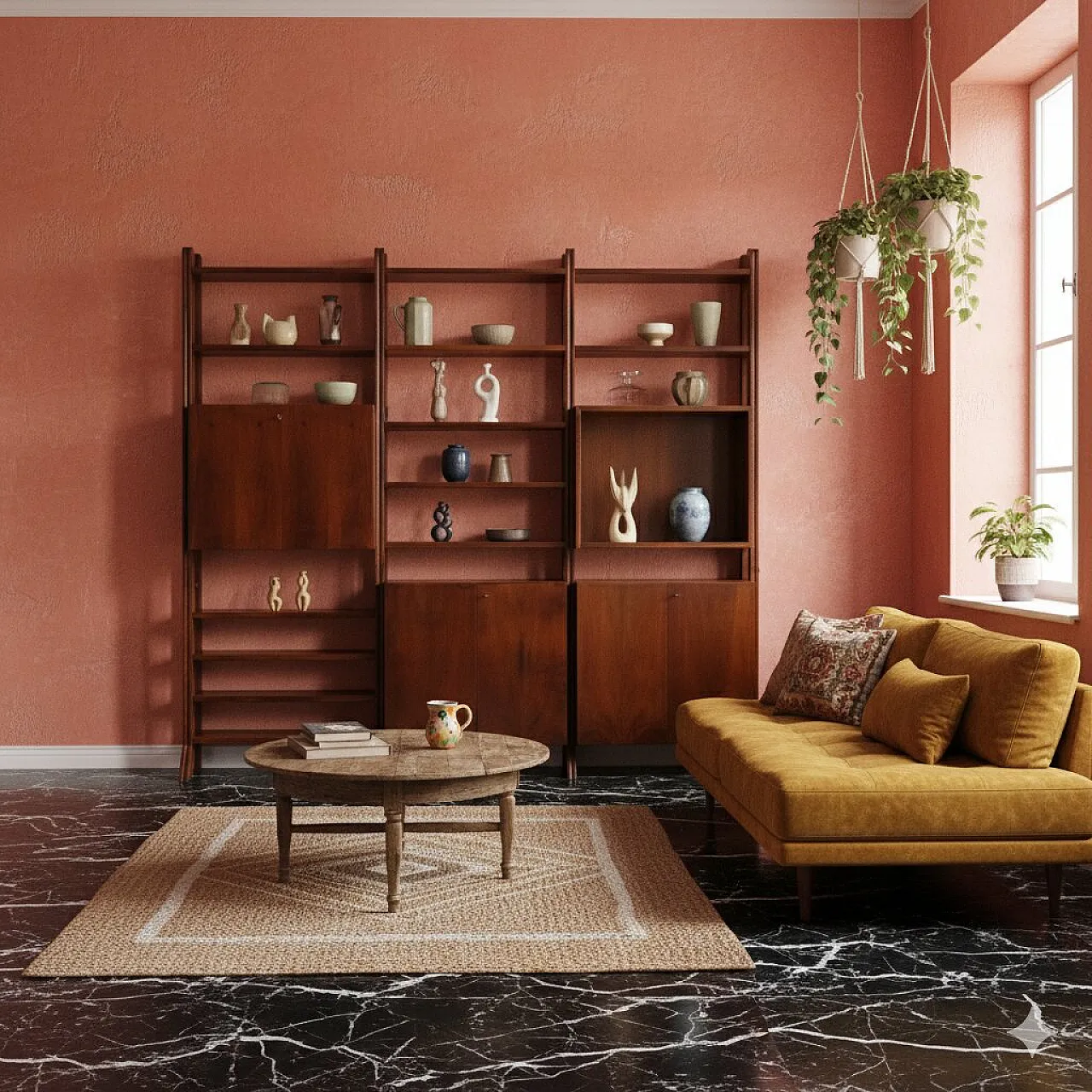 Libreria autoportante in noce, '900 2