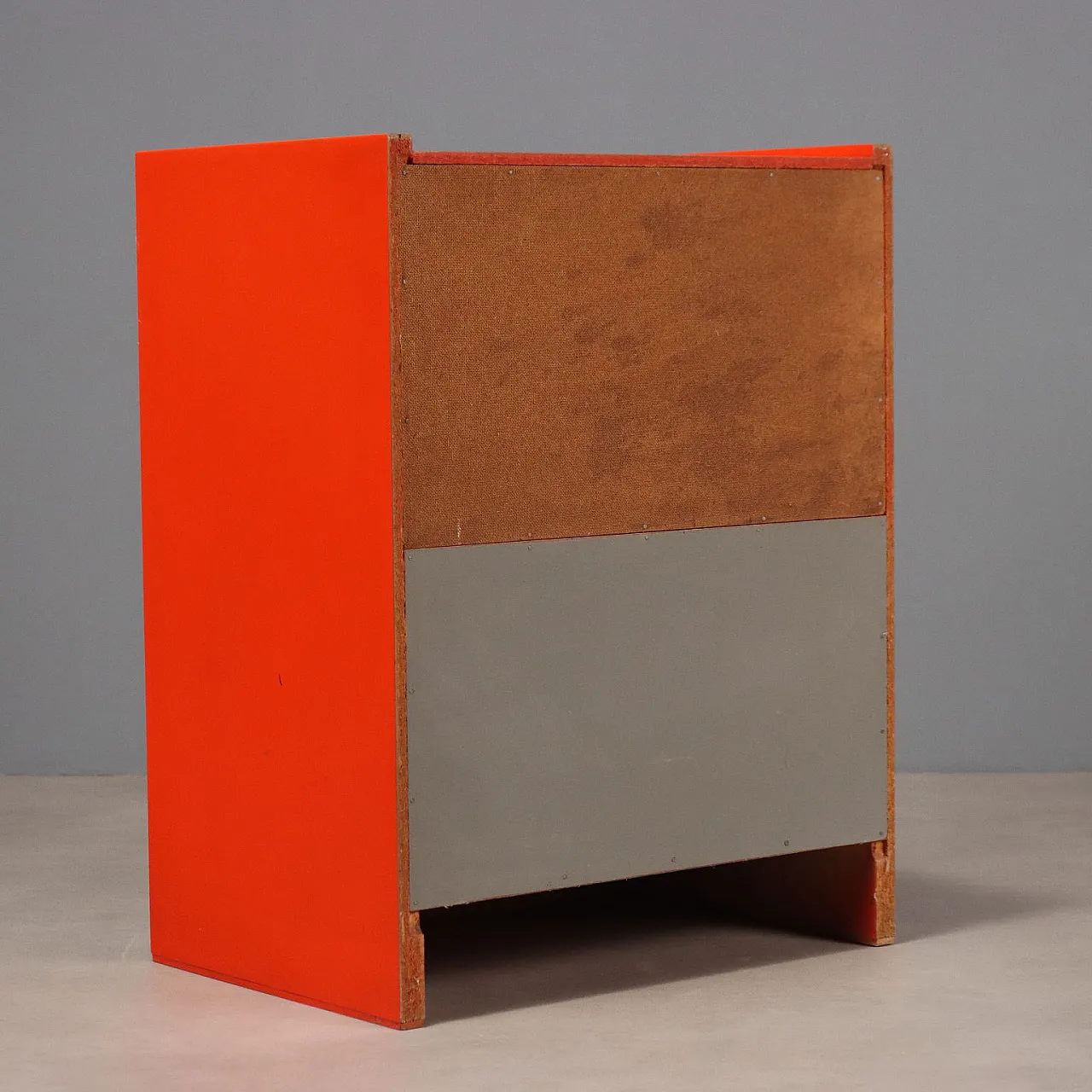 Comodino in legno smaltato bianco e arancio, '900 7