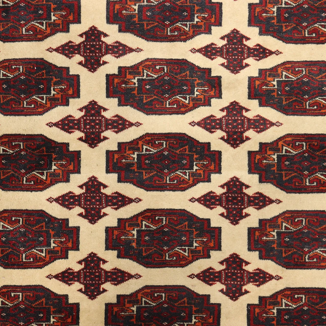 Tappeto Bokhara in cotone e lana, maglia fine, fatto a mano, '900 4