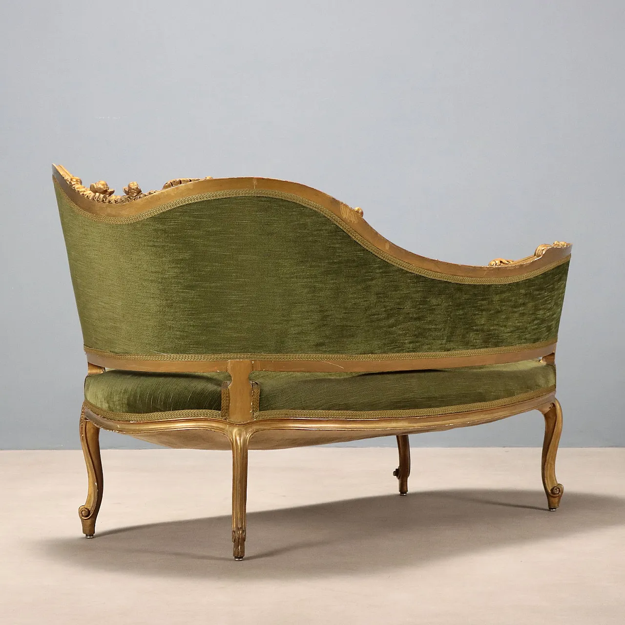 Rococo-style sofa in carved and gilded wood, late 19th century 9