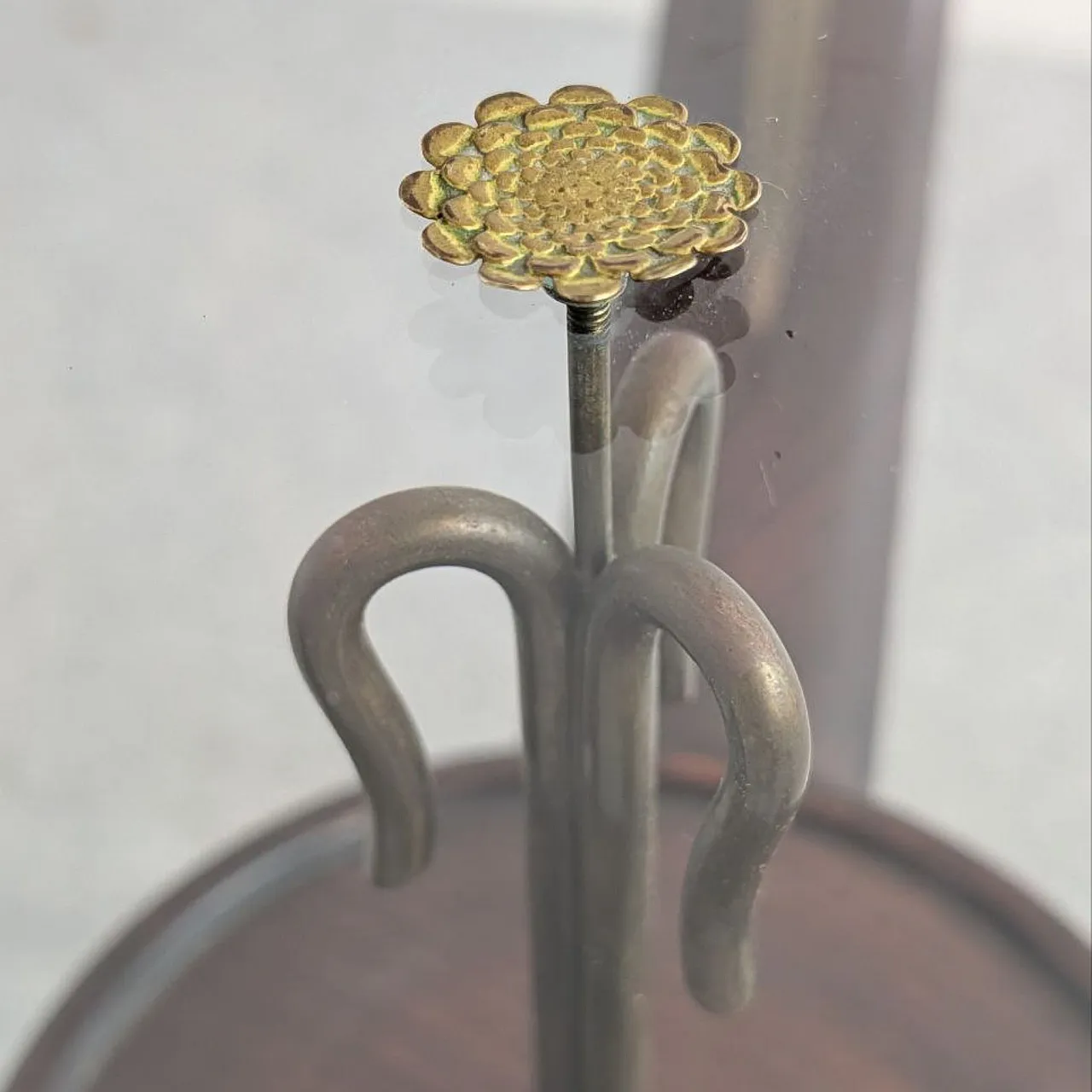 Tavolo da caffè in legno ottone e vetro stile Fontana Arte, anni '50 1