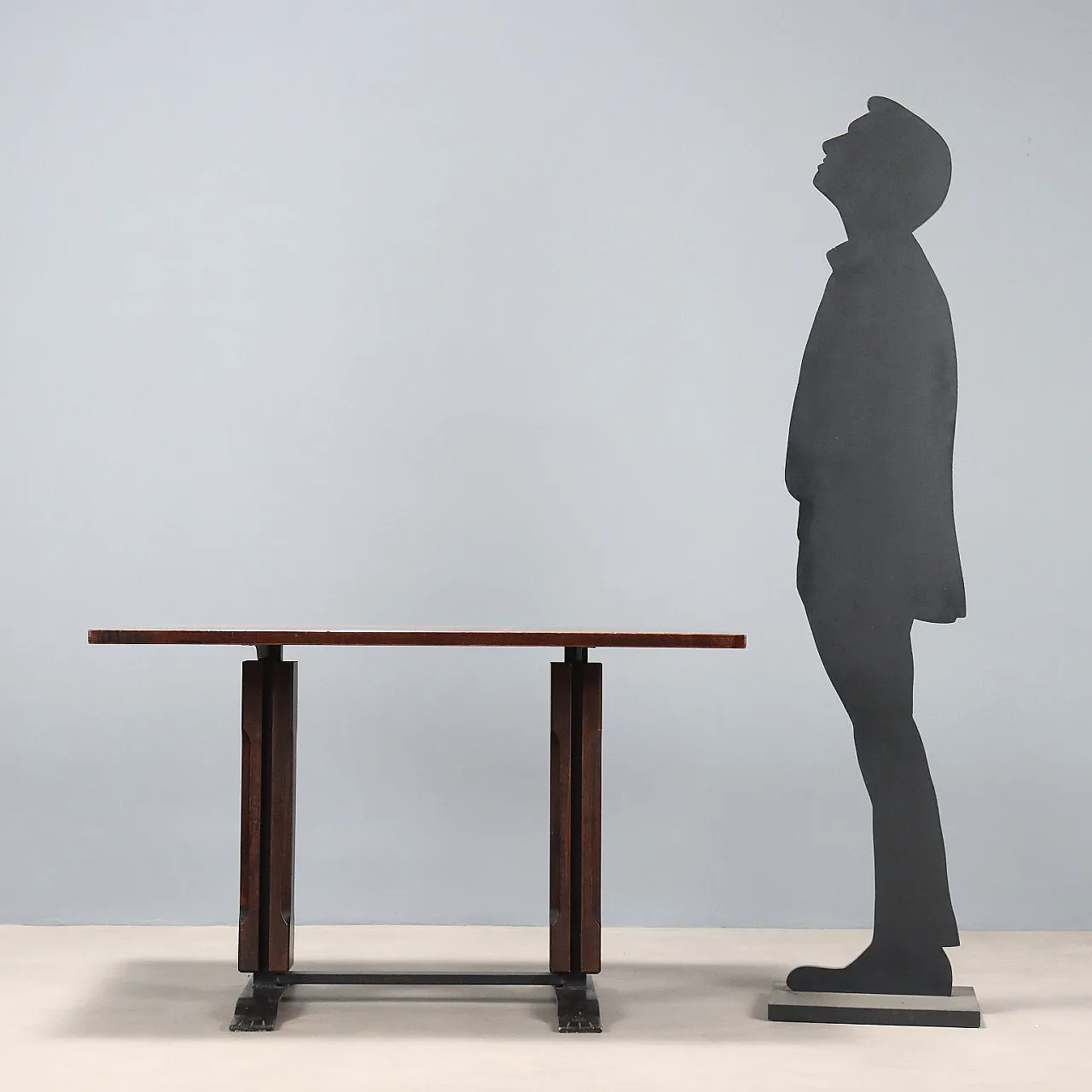 Enameled metal table and exotic wood veneer, 20th century 2