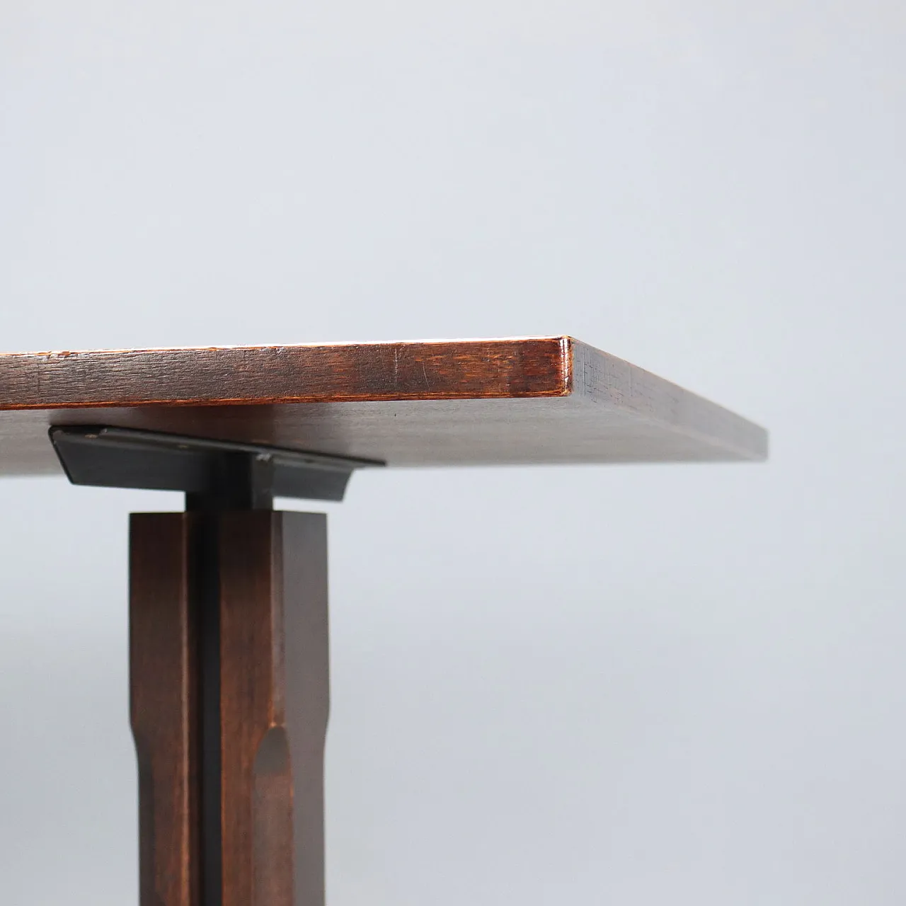 Enameled metal table and exotic wood veneer, 20th century 4