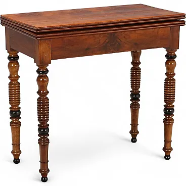 Mahogany gaming table with green felt interior, 19th century