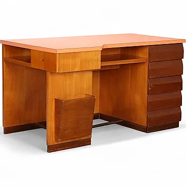 Scrivania con piano, cassetti e vani portaoggetti in formica, '900