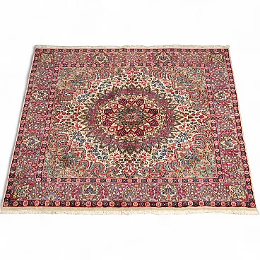 Tappeto Kerman in cotone e lana, nodo grosso, fatto a mano, '900