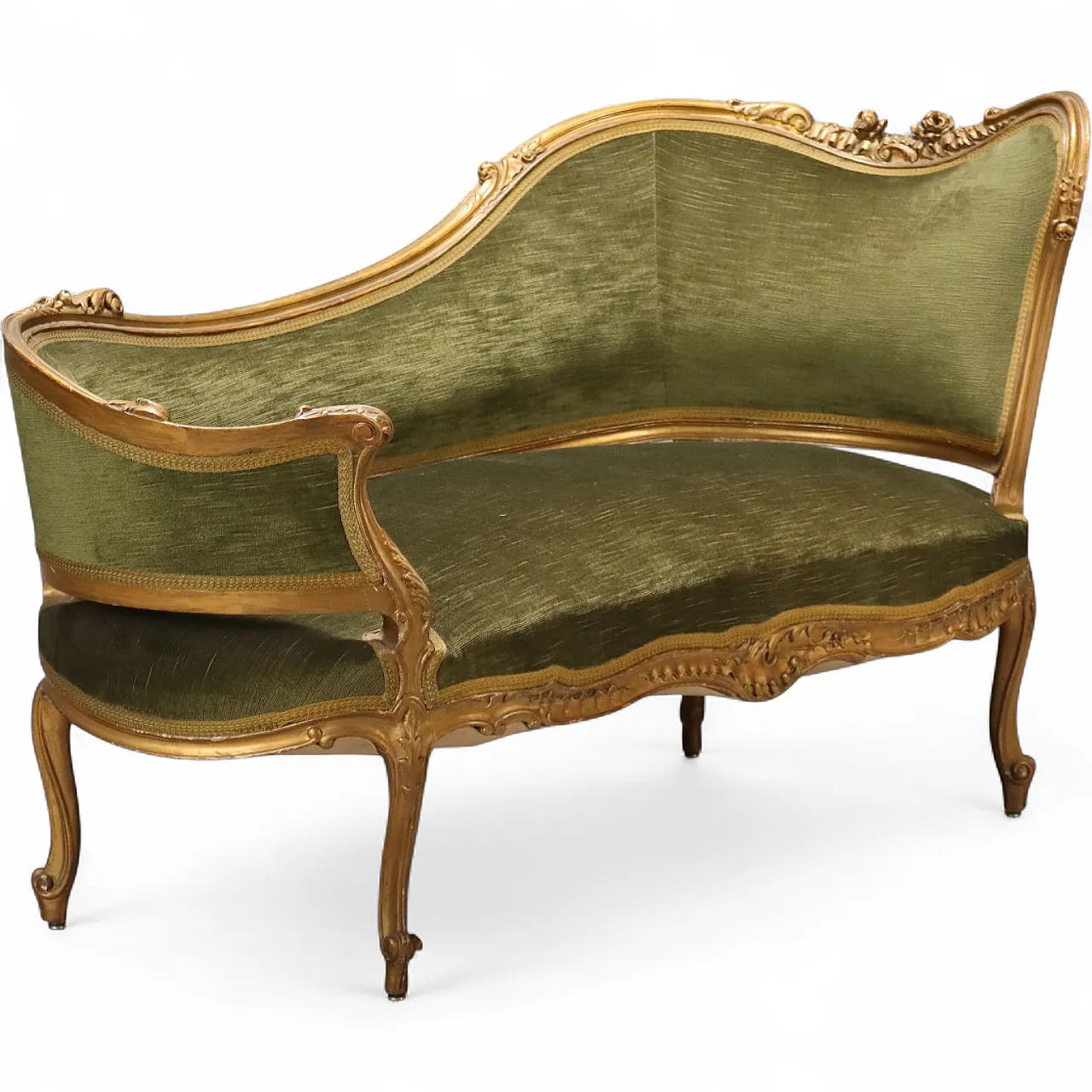 Rococo-style sofa in carved and gilded wood, late 19th century 11
