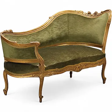 Rococo-style sofa in carved and gilded wood, late 19th century