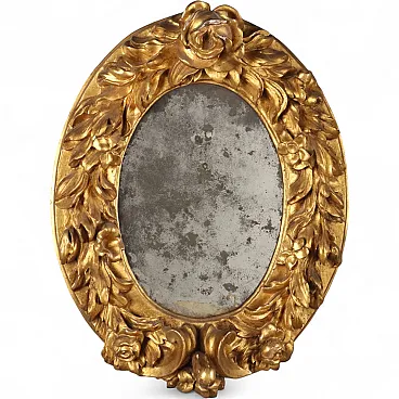 Specchiera barocca in abete intagliato e dorato, primo '700