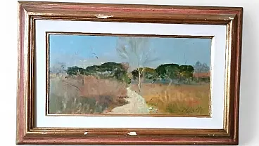 Scorcio della maremma di Bruno Loretti, olio su cartone, '900