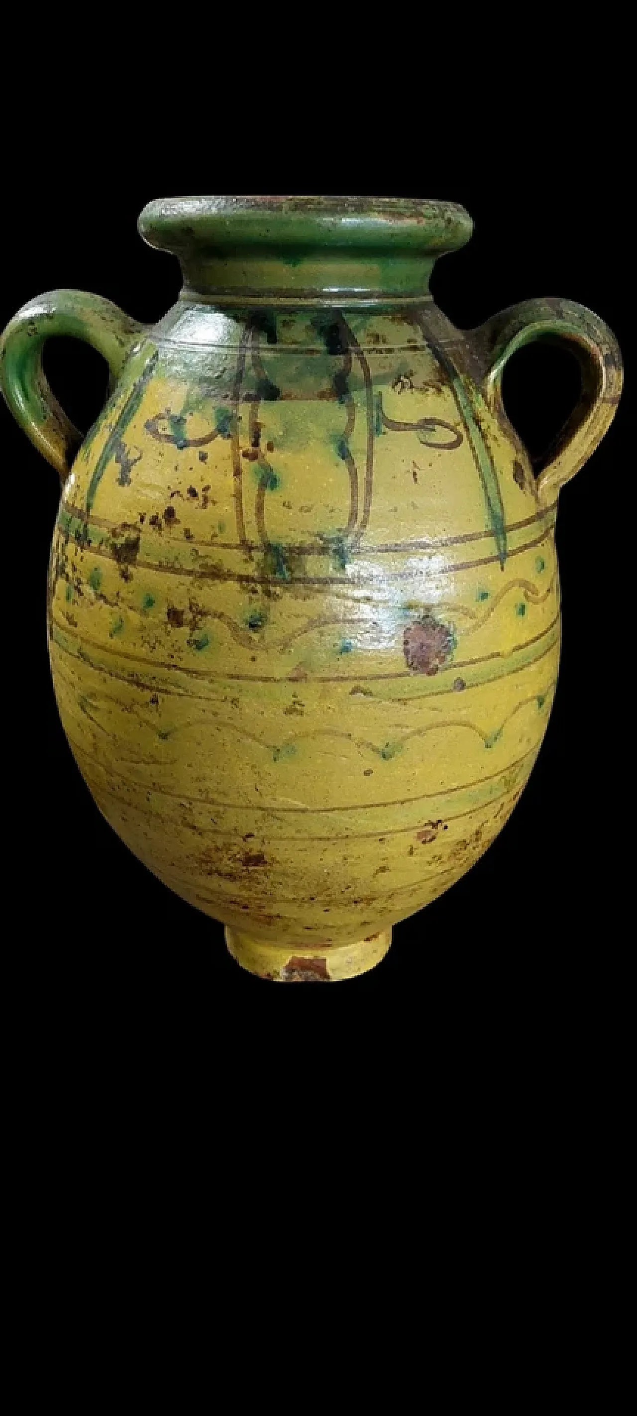 Orcio in terracotta dipinta e smaltata, '800 1