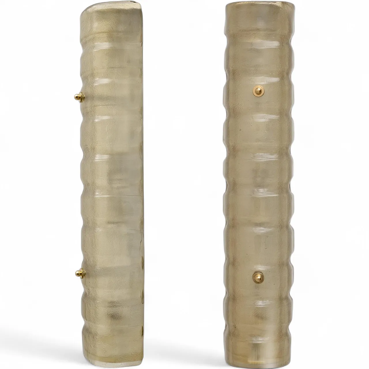 Pair of Murano frosted glass and brass wall sconces, 2000s 11